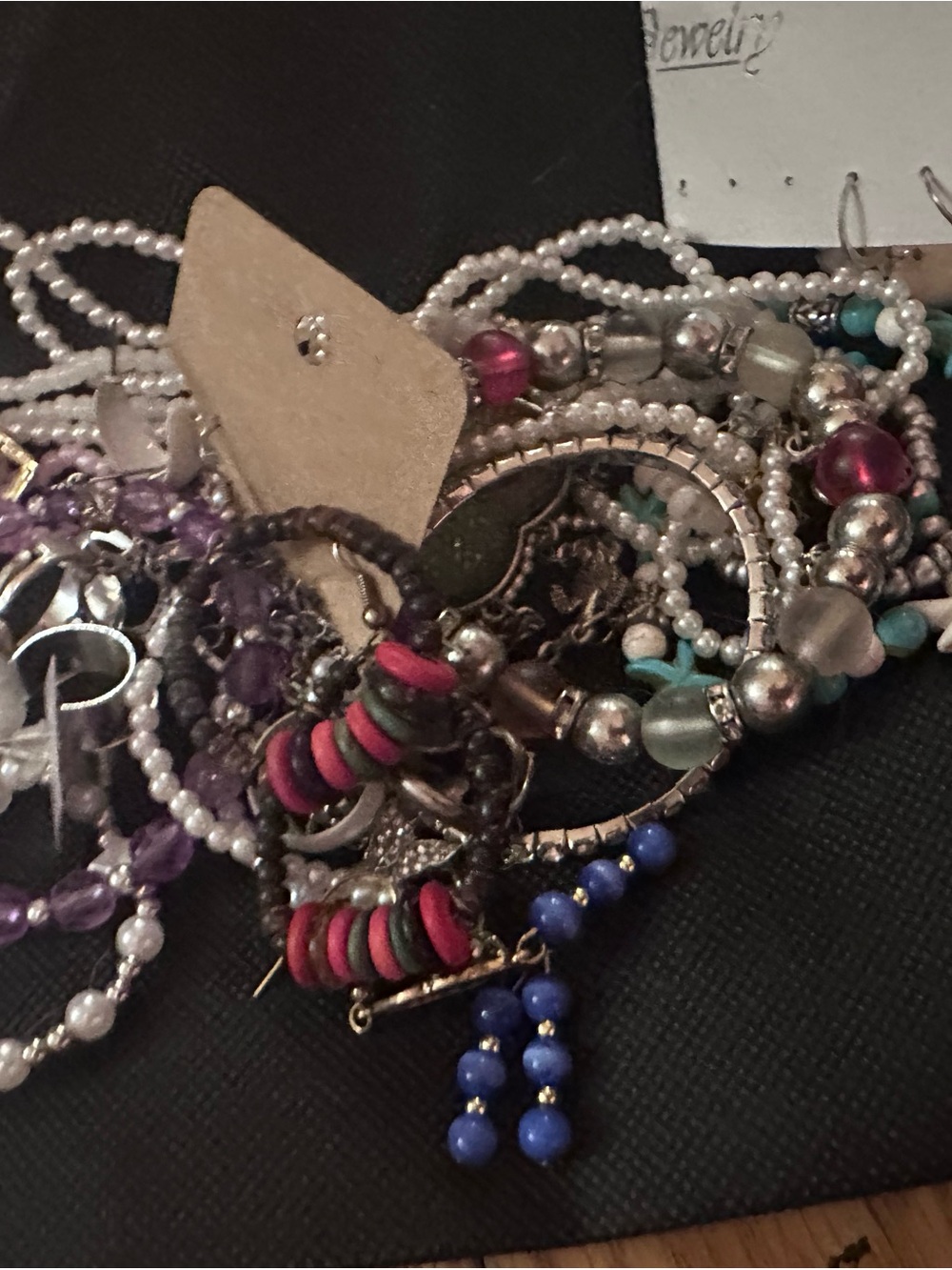 Assorted Women’s Beaded Bracelet and Earring Set - Pink, Purple, Blue, Silver
